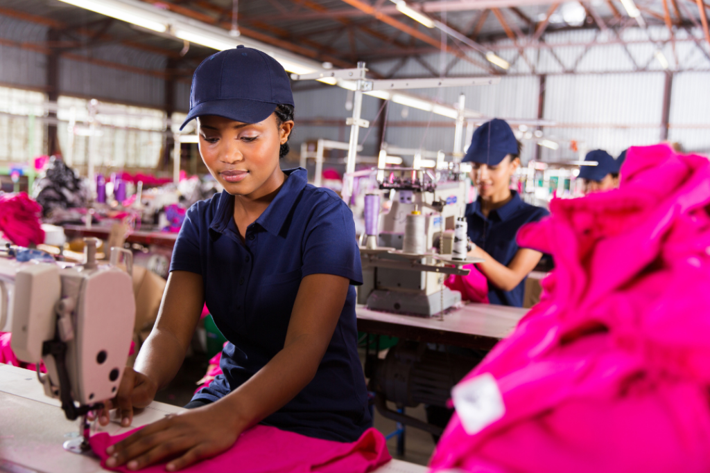 image of a apparel manufacturing company where the kingslakeblue line balancing software is used.
